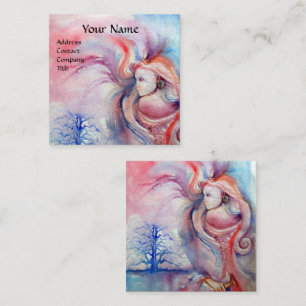 Tarjeta De Visita Cuadrada AVALON/magia y misterio, fantasía azul rosada