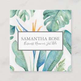 Tarjeta De Visita Cuadrada Ave de la vegetación tropical del paraíso