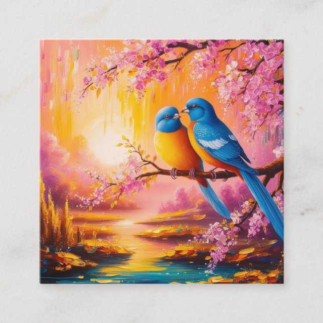 Tarjeta De Visita Cuadrada Aves amorosas (Anverso)