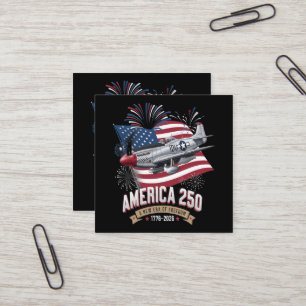 Tarjeta De Visita Cuadrada Avión del 250º Aniversario de América