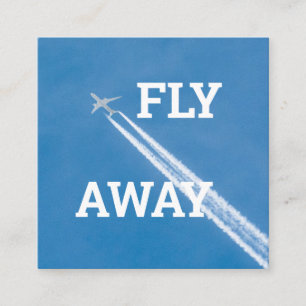 Tarjeta De Visita Cuadrada Avión vuela en el cielo azul