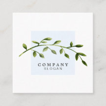 Tarjeta de visita cuadrada azul en colores pastel