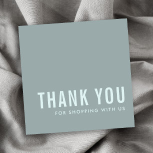 TARJETA DE VISITA CUADRADA AZUL GRIS MÍNIMO GRACIAS A LAS COMPRAS DE LOGO