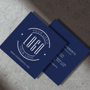Tarjeta De Visita Cuadrada Azul marino moderno simple agregar su logotipo