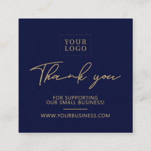 Tarjeta De Visita Cuadrada Azul Marino & Oro Empaquetado de Logotipo Empresar