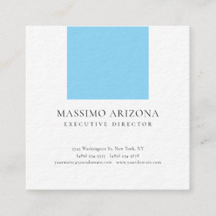 Tarjeta De Visita Cuadrada azul Negro Blanco Minimalista Plano Premium Grueso