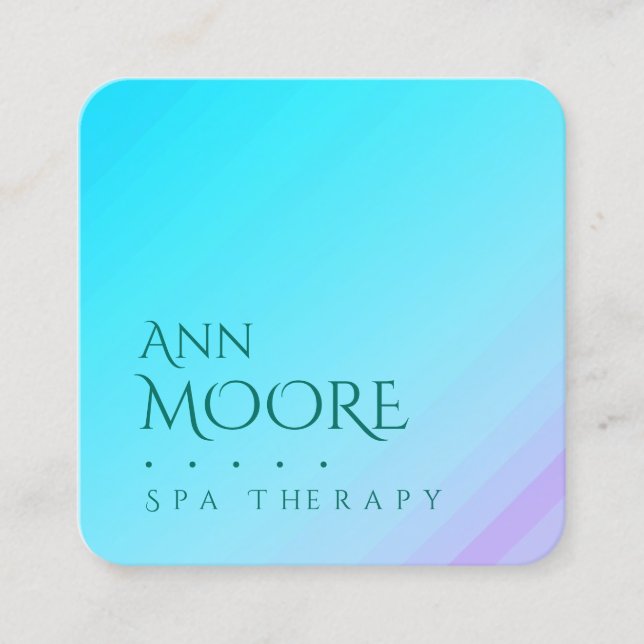 Tarjeta De Visita Cuadrada Azul verde claro de piedra de mármol (Anverso)