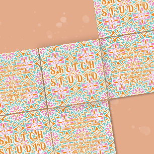 Tarjeta De Visita Cuadrada Azulejo Arcoíris Naranja Rosa Verde Relieve