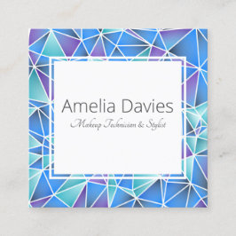 Tarjeta De Visita Cuadrada Azules geométricos y púrpuras