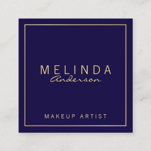 Tarjeta De Visita Cuadrada Azules marinos y oro modernos simples