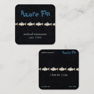 Tarjeta De Visita Cuadrada Azure Fin Elegant Black Coastal Seafood Restaurant
