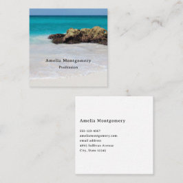 Tarjeta De Visita Cuadrada Azure Ocean Sandy Beach Photo