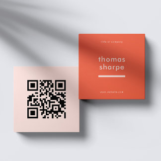 Tarjeta De Visita Cuadrada Backer de código QR moderno y mínimo