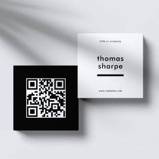 Tarjeta De Visita Cuadrada Backer de código QR moderno y mínimo