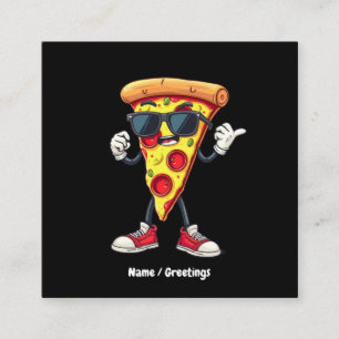 Tarjeta De Visita Cuadrada Baile Pizza Slice Un Diseño Delicioso Y Atractivo
