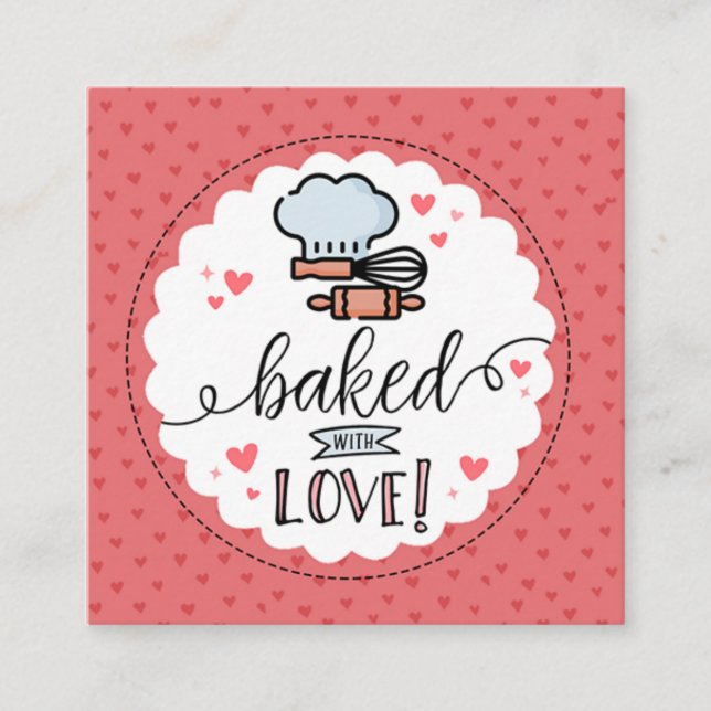 Tarjeta De Visita Cuadrada Baked with Love Small Business Card (Anverso)