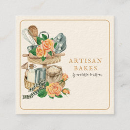 Tarjeta De Visita Cuadrada Baker Bakery Baking Utensils