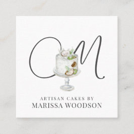 Tarjeta De Visita Cuadrada Baker Pastry Chef Pink Elegant Cake Square Busine