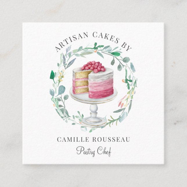 Tarjeta De Visita Cuadrada Bakery Pastry Chef Baker Square Business Card (Anverso)