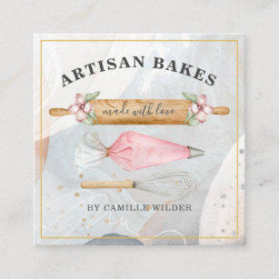Tarjeta De Visita Cuadrada Bakery Pastry Chef Bakers Tools Business Card