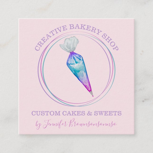 Tarjeta De Visita Cuadrada Bakery Pastry Chef único (Anverso)