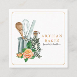 Tarjeta De Visita Cuadrada Baking Utensils Bakery Baker