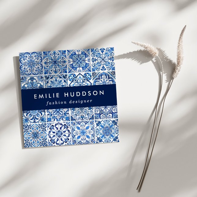 Tarjeta De Visita Cuadrada Baldosas mediterráneas, portuguesas, azulejo, mall (Subido por el creador)