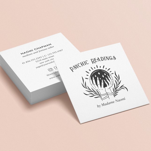 TARJETA DE VISITA CUADRADA BALL FORTUNE TELLER DE LA BOLA MEDIANA PSIQUIERA D (Subido por el creador)