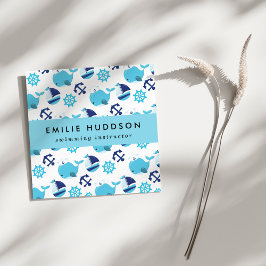 Tarjeta De Visita Cuadrada Ballenas azules, instructor de natación, entrenado