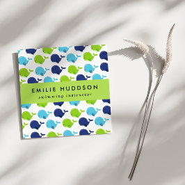 Tarjeta De Visita Cuadrada Ballenas, Instructor De Natación, Entrenador De Na