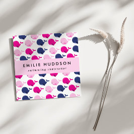 Tarjeta De Visita Cuadrada Ballenas, Instructor De Natación, Entrenador De Na