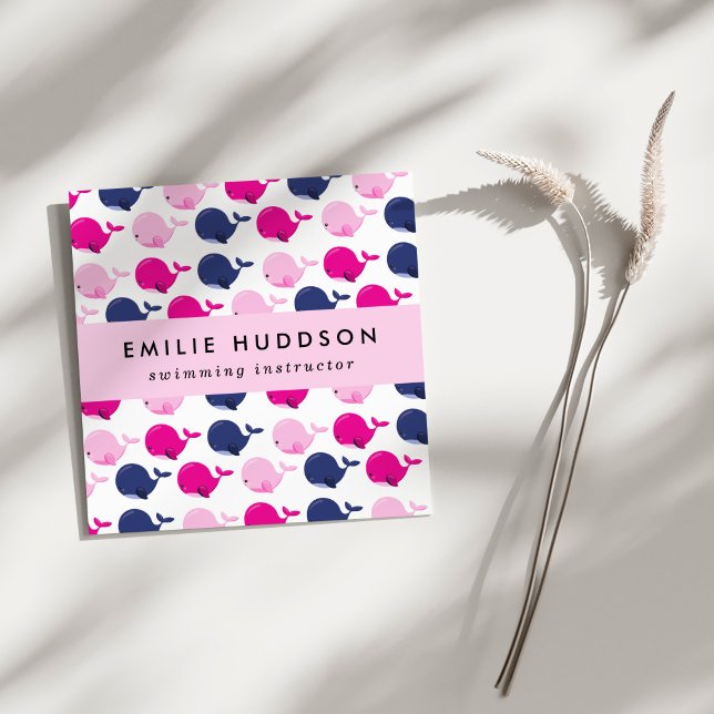 Tarjeta De Visita Cuadrada Ballenas, Instructor De Natación, Entrenador De Na (Subido por el creador)