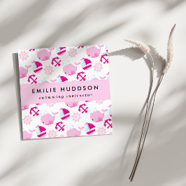 Tarjeta De Visita Cuadrada Ballenas rosas, instructor de natación, entrenador