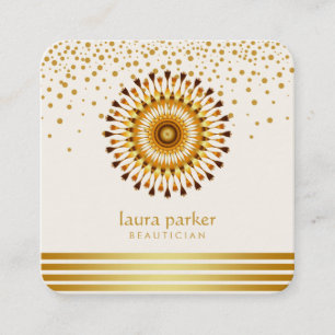 Tarjeta De Visita Cuadrada Balneario de oro de la meditación de la yoga del