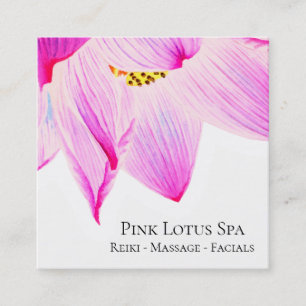 Tarjeta De Visita Cuadrada Balneario rosado del día de Lotus del *~* -