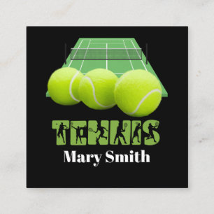 Tarjeta De Visita Cuadrada Balón de tenis en la cancha