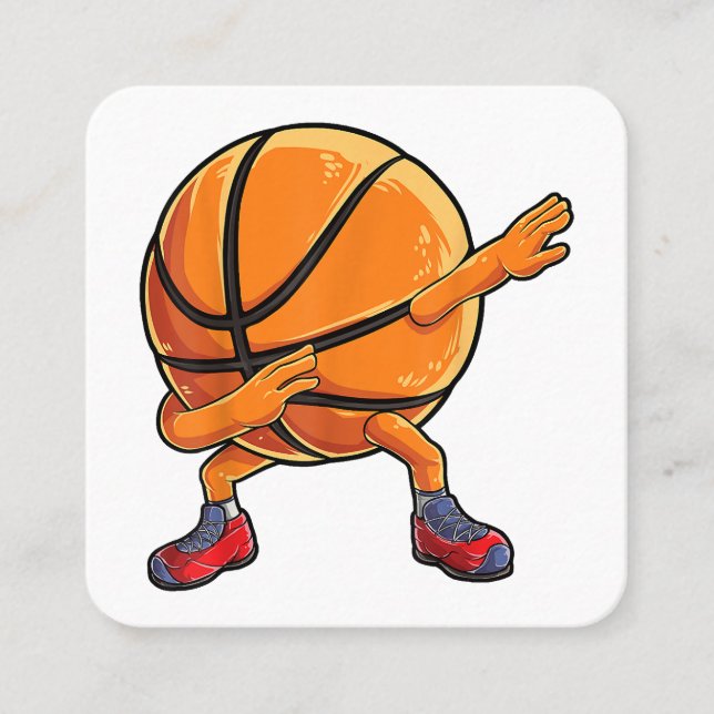 Tarjeta De Visita Cuadrada Baloncesto Dabbing Ball Graciosos Niños Hombres De (Anverso)