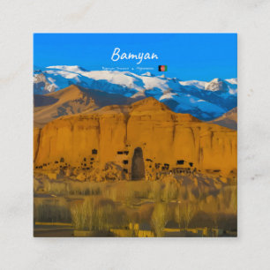 Tarjeta De Visita Cuadrada Bamyan, Afganistán - Valle del acantilado de Buda