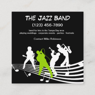 Tarjeta De Visita Cuadrada Banda De Música De Jazz Para Contratación