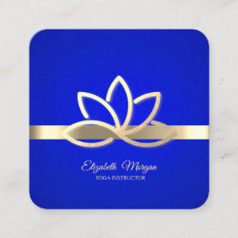 Tarjeta De Visita Cuadrada Banda de oro moderna, oro Lotus Royal Blue
