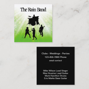 Tarjeta De Visita Cuadrada Banda de Rock And Roll para Contratar