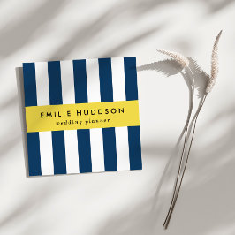 Tarjeta De Visita Cuadrada Bandas azules de la marina, franjas blancas, patró