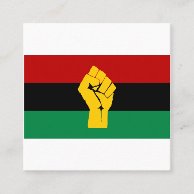 Tarjeta De Visita Cuadrada Bandera africana del poder negro (Anverso)