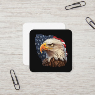 Tarjeta De Visita Cuadrada Bandera americana águila calva