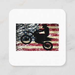 Tarjeta De Visita Cuadrada Bandera de Dirt Bike Estados Unidos Camiseta Motoc