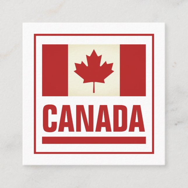 Tarjeta De Visita Cuadrada Bandera de hoja de arce de Canadá (Anverso)