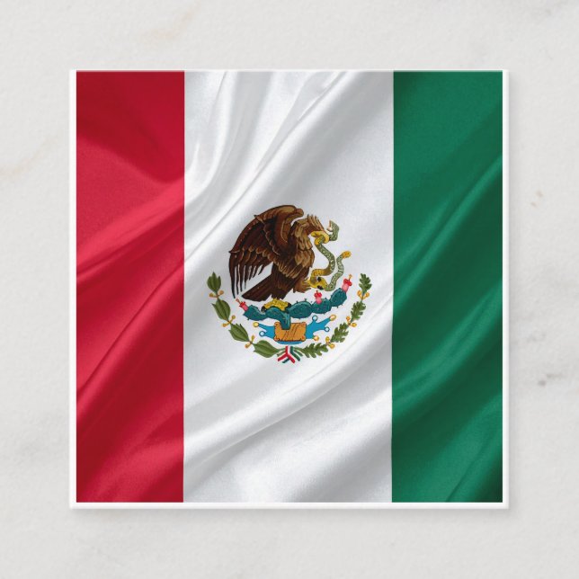 Tarjeta De Visita Cuadrada Bandera de México (Anverso)