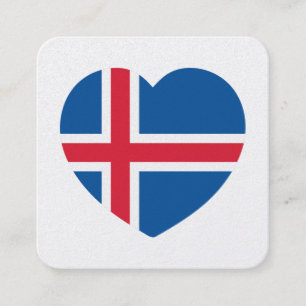 Tarjeta De Visita Cuadrada Bandera del Corazón de Islandia