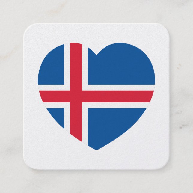 Tarjeta De Visita Cuadrada Bandera del Corazón de Islandia (Anverso)