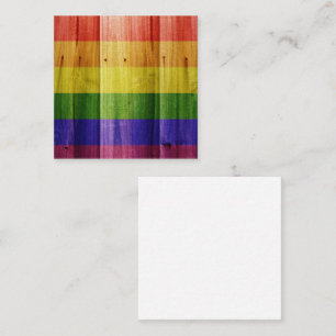 Tarjeta De Visita Cuadrada Bandera del orgullo arcoiris de madera